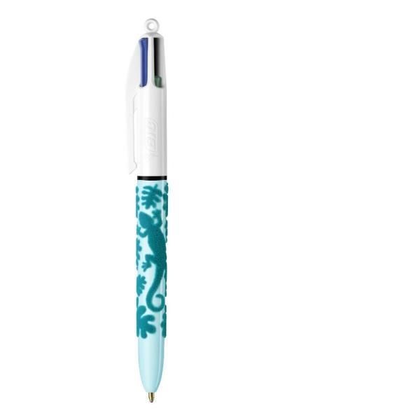 Bic 4 Colori Velours Penna a Sfera Retrattile - Punta Media 1,0 mm - Inchiostro a Base di Olio - Design Jungle