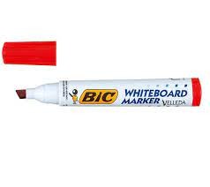 Bic Velleda 1751 ECOlutions Pennarelli per lavagna bianca - Punta a scalpello - Linea tra 3 mm e 5,5 mm - Inchiostro a base di alcol - Ecologico - Cancellazione ottimale - Colore rosso