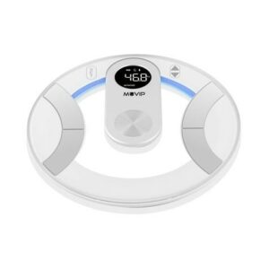 Bilancia da bagno digitale Muvip Round Design - Display LCD - Piattaforma in vetro - Portata max. 180 kg - Spegnimento automatico