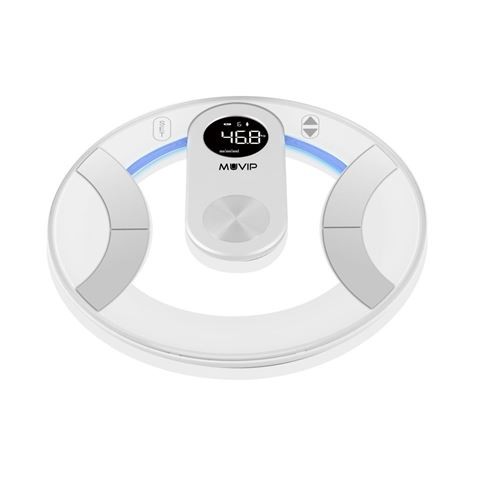 Bilancia da bagno digitale Muvip Round Design - Display LCD - Piattaforma in vetro - Portata max. 180 kg - Spegnimento automatico