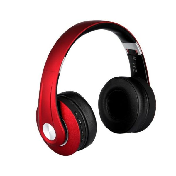 Bluetooth Wireless Headphone with Adjustable Head 500mAh Red W/Bag