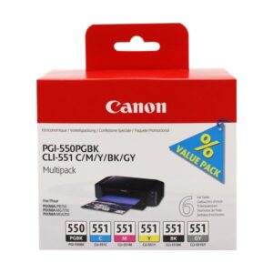 CANON CARTUCCE ORIGINALI CLI-551 MULTIPACK PGBK/C/M/Y/BK/G 6496B005