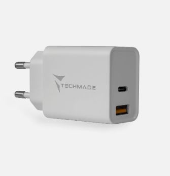 CARICABATTERIA DA RETE FAST CHARGE USB-C/USB-A 20W TECHMADE FAST CHARGE TM-P926-PQ320W