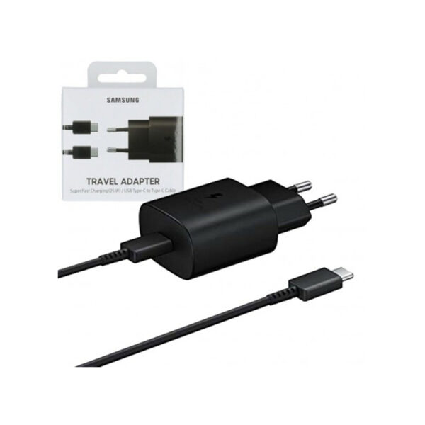 CARICABATTERIA DA RETE SAMSUNG SUPER FAST CHARGING 25W USB-C + CAVO TYPE-C EP-TA800XBEGWW BLACK