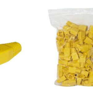 CONFEZIONE 100 COPRICONNETTORI 6MM PER PLUG RJ45 8 POLI CAVO CAT 5E- 6 GIALLO