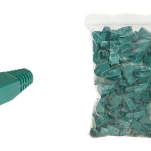 CONFEZIONE 100 COPRICONNETTORI 6MM PER PLUG RJ45 8 POLI CAVO CAT 5E- 6 VERDE