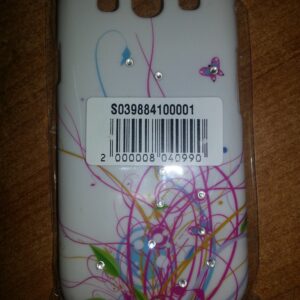 COVER IN POLICARBONATO CON FANTASIA FLOREALE FUXIA E FARFALLE CON BRILLANTINI PER SAMSUNG GALAXY S3 I9300