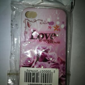 COVER IN POLICARBONATO CON  FIORI E BRILLANTINI LOVE YOU PER IPHONE 4/4S