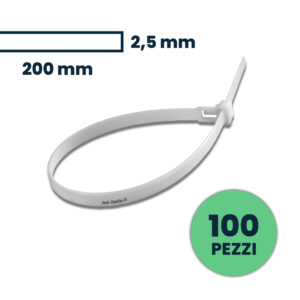 Cable Tie 2.5* 200mm White 100Pcs/Pack