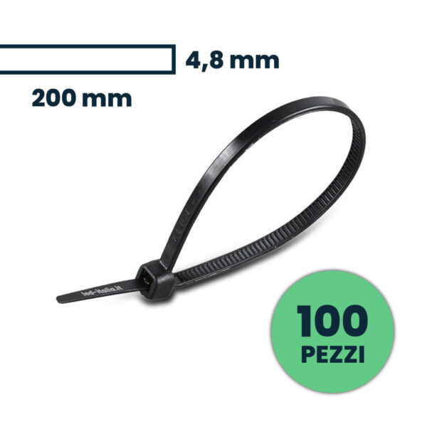 Cable Tie 4.8*200mm Black 100Pcs/Pack