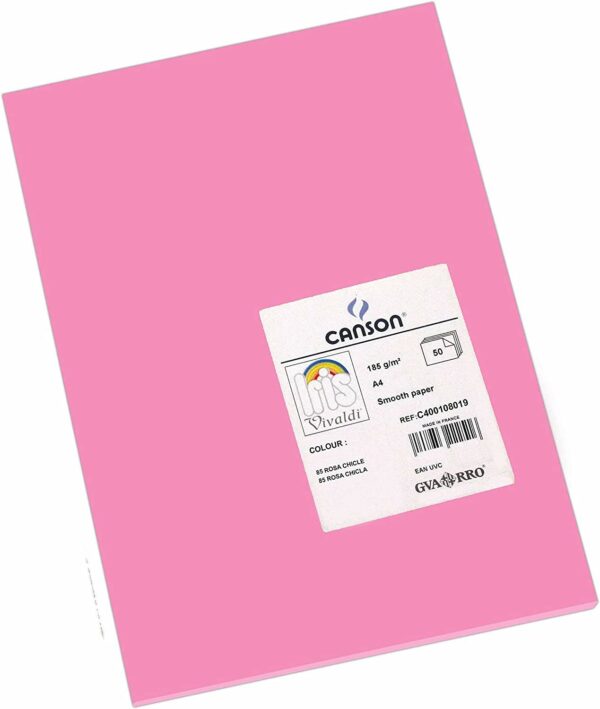 Canson Guarro Confezione Da 50 Cartoncini Iris A4 185g - 21x29,7cm - Colore Rosa Bubblegum