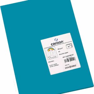 Canson Guarro Confezione da 50 Cartoncini Iris A4 da 185 g - 21x29,7 cm - Colore Blu Caraibi