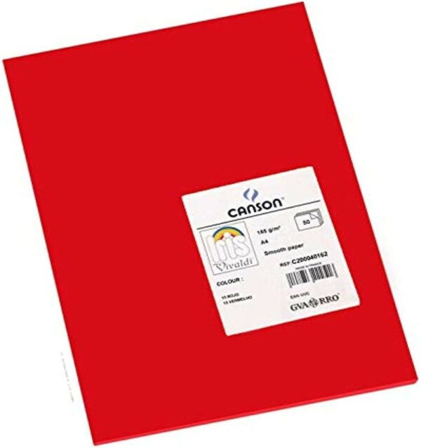 Canson Guarro Confezione da 50 Cartoncini Iris A4 da 185g - 21x29,7cm - Colore Rosso