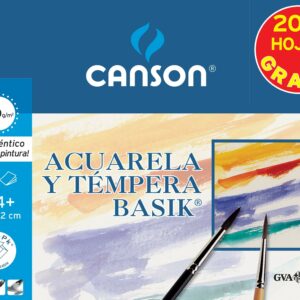 Canson Minipack Promo 6 Fogli Basik Acquerello - 24x32 - 370g - 20% Fogli Gratis - Colore Bianco