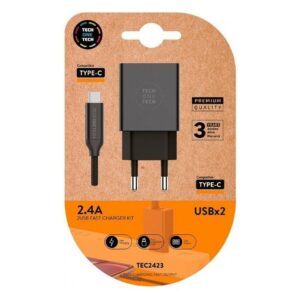 Caricabatterie da parete TechOneTech + Cavo da USB-A a USB-C da 1 m - Rivestito in nylon intrecciato