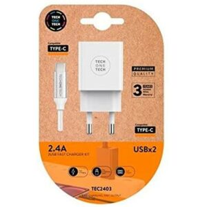 Caricabatterie da rete TechOneTech + Cavo da USB-A a USB-C da 1 m - Rivestito in nylon intrecciato