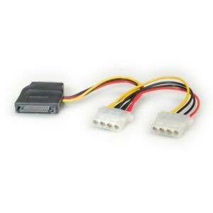 Cavetto Adattatore Sata Maschio - 2 X Molex 4 Poli Femmina Cm 12