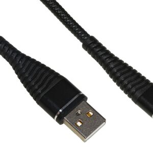 *Cavo Micro Usb Mt 1,2 Cavo A Spirale Colore Nero Con Protezione Flessibile Sul Connettore