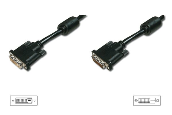 Cavo Prolunga Dvi -D(24+1) Maschio-Femmina Dual Link Con Due Ferriti Colore Nero Mt 2