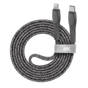 Cavo Ricarica Piatto In Nylon Resistente Type-C / Lightning  1,2M Grigio