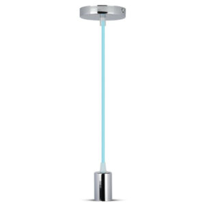 Chrome Metal Cup Pendant Light Blue