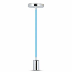 Chrome Metal Cup Pendant Light Blue