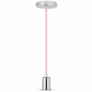 Chrome Metal Cup Pendant Light Pink