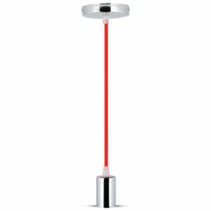 Chrome Metal Cup Pendant Light Red