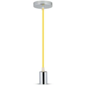 Chrome Metal Cup Pendant Light Yellow