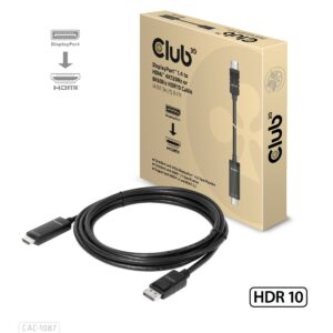 Club3D Cavo Displayport 1.4 To Hdmi 4K144Hz Or 8K60Hz Hdr10 3M M/M