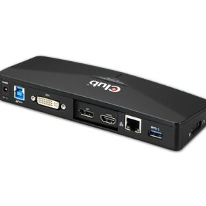 Club3D Docking Station Sensevision Usb 3.0 To 4K Hdmi/Dvi/Gigabit Ethernet/ Audio 2.1Ch / Mic