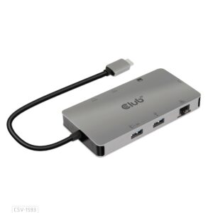 Club3D Usb 3.2 Gen1 Type-C 8-In-1 Hub With 2X Hdmi, 2X Usb-A, Rj45, Sd/Micro Sd Card Slots And Usb