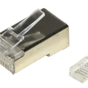 Confezione 100 Connettori 8 Poli Cat 5E Schermato Rj45 Con Inserto Per Cavo Flessibile