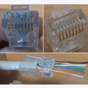 Confezione 100 Connettori 8 Poli Cat 5E Utp Non Schermato Per Cavo Flessibile Rj45 Con Fori Per Agevolare Inserimento Cavi