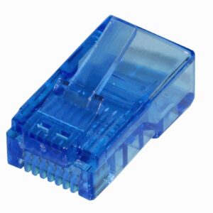 Confezione 100 Connettori 8 Poli Cat 5E Utp Non Schermato Rj45 Blu