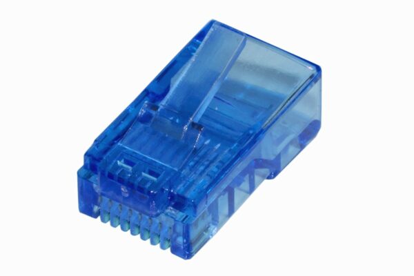 Confezione 100 Connettori 8 Poli Cat 5E Utp Non Schermato Rj45 Blu