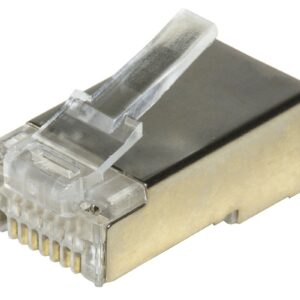 Confezione 100 Connettori 8 Poli Cat 6 Schermato Rj45 Con Inserto Per Cavo Flessibile