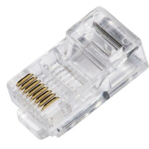 Confezione 100 Connettori 8 Poli Cat 6 Schermato Rj45 Contatti Dorati 50 Micron Per Cavo Flessibile Dati E Poe