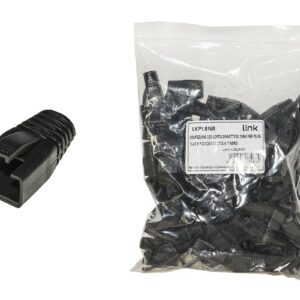 Confezione 100 Copriconnettori 8Mm Per Plug Rj45 8 Poli Cavo Cat 5E-6-7 Nero