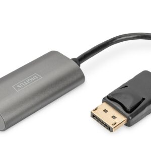 Convertitore Displayport - Hdmi, 20 Cm 8K/60Hz, Grigio, Alloggiamento In Alluminio  Digitus