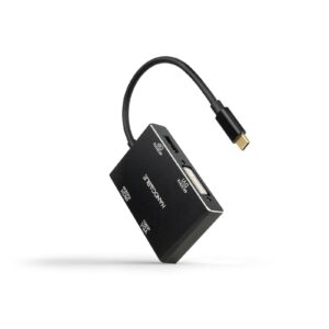 Convertitore nanocavo da USB-C/M a HDMI/H + DVI/H + DP/H + VGA/H - 10 cm - Colore nero