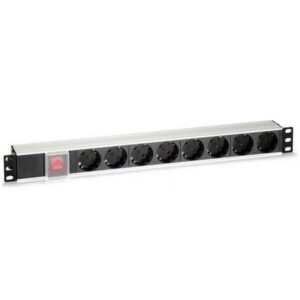 Cromad Multipresa 8 prese schuko per montaggio su rack 19 1U - Interruttore on/off - Alloggiamento in alluminio - Cavo da 1,80 m