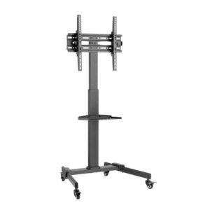 Cromad Supporto da Terra con Ruote per TV 32-55 - Ruote con Bloccaggio - Altezza Regolabile - Vassoio Multiuso - Peso Max 35Kg - VESA 400X400mm