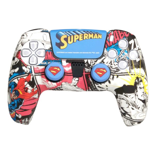 Custodia in silicone FR-TEC + impugnature Superman per Dualsense - Adesivo touchpad - Vari colori