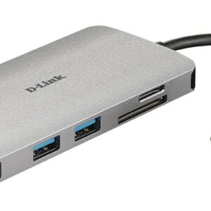 D-Link Hub Usb-C 8-In-1 Con Hdmi, Ethernet, Lettore Card E Power Delivery 60W, Uscite: Hdmi X1, Ethernet X1, Usb 3.0 X3, Usb-C X1, Sd X1, Tf X1, Hdmi Fino A 4K, Plug And Play