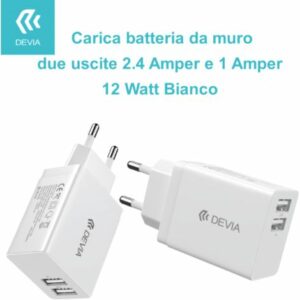 DEVIA CARICABATTERIE 2 USCITE 2.4A + 1A 12W DE12WS593W