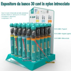 DEVIA ESPOSITORE BOX 30 CAVI 10*APPLE/TYPE-C/MICRO-USB DE1030860