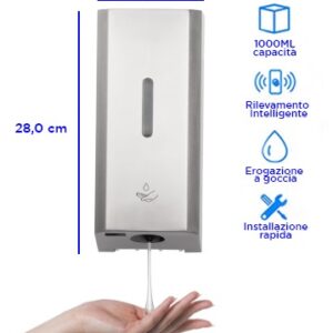 DISPENSER AUTOMATICO A MURO EROGAZIONE A GOCCIA 1LT GEL-DISPFG2018