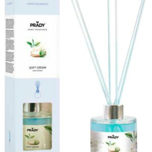 Deodorante per ambienti Prady Premium Soft Cream - Flacone in vetro da 130 ml e bacchette diffusore