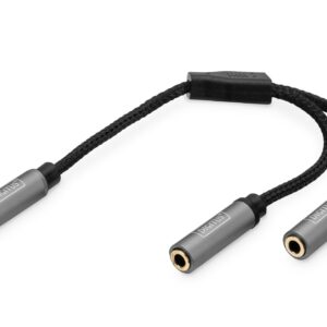 Digitus Adattatore Audio Per Cuffie, Da Connettore Jack Da 3,5 Mm A 2 Prese Da 3,5 Mm